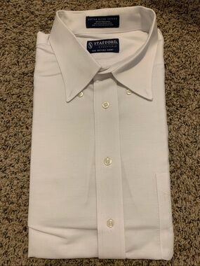 stafford white dress shirts Regular Travel Stretch Performance Super Shirt Mens Point Collar Long Sleeve Wrinkle Free Stretch Shirt (White, 14.5/34-35) : Clothing, Shoes & Jewelry Cuffed Sleeve Men's White Stafford Dress Shirts